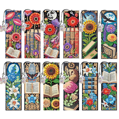 12Pcs Animal Landscape DIY Diamond Bookmark Art Projects