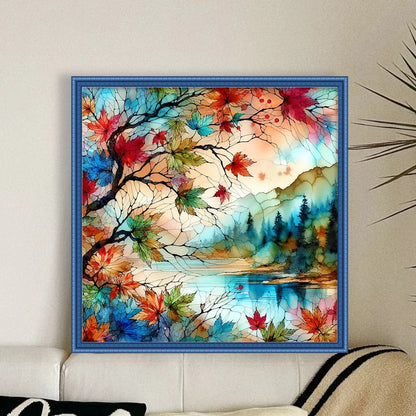 Scenery Printed Cross Stitch Kit 40x40cm DIY 11CT Embroidery Craft Set Decor