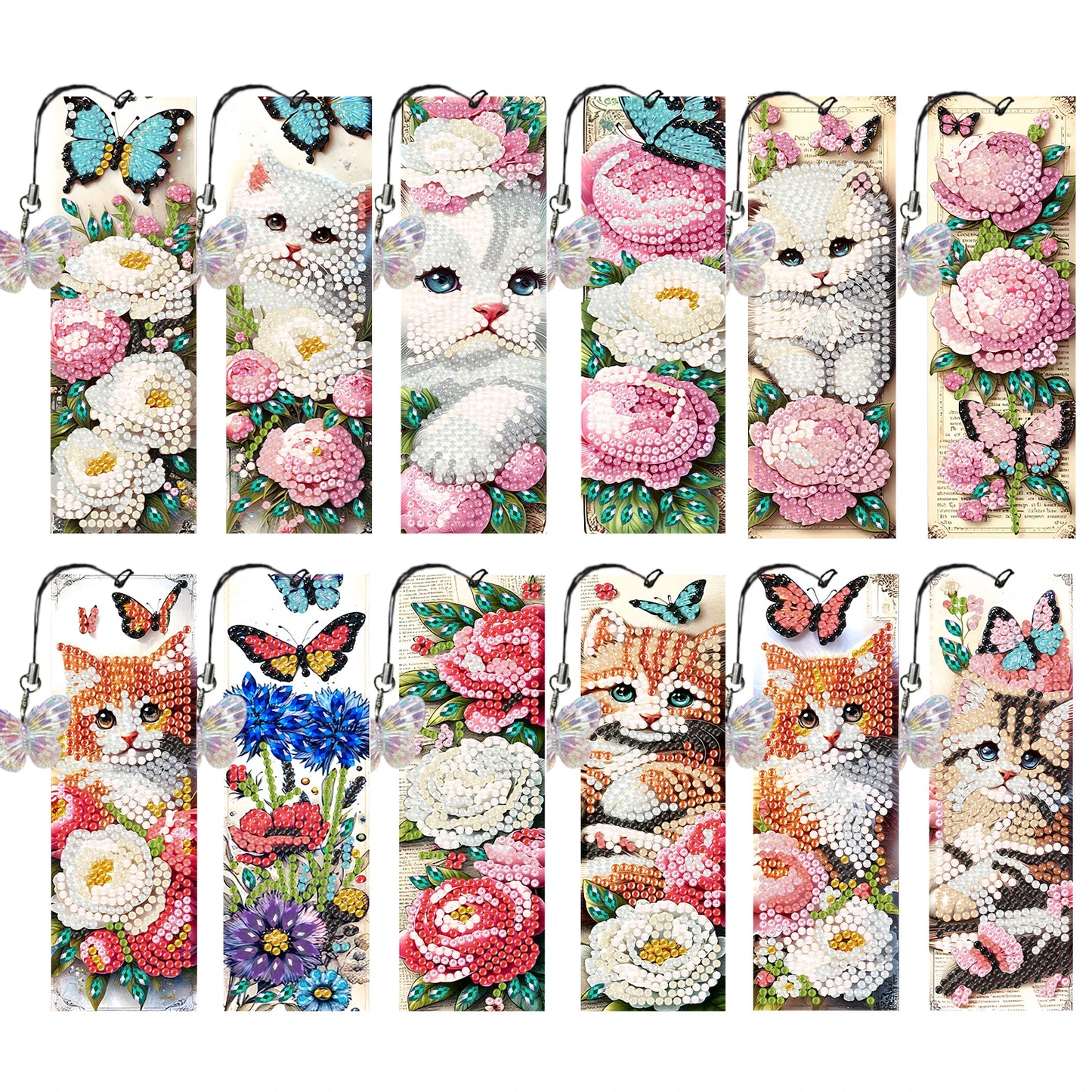 12Pcs Animal Landscape DIY Diamond Bookmark Art Projects