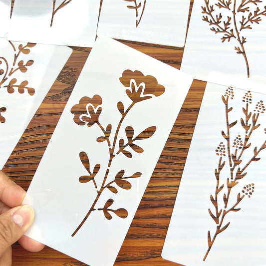 18 Pcs DIY Flower Painting Stencils, Reusable Plastic Templates for Wood, Fabric, Paper - Spray Paint & Graffiti Craft Supplie
