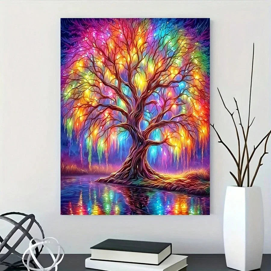 5D Diamond Painting Kit Colorful Mystical Tree Full Drill Round Mosaic Craft For Adults