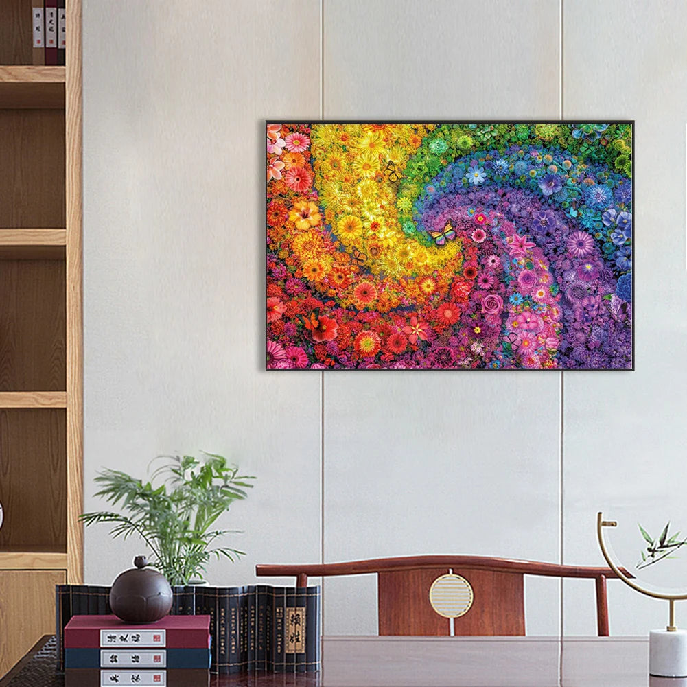 Flower Partial AB Diamond Round Drill DIY Diamond Painting Kit Decor 70x50cm