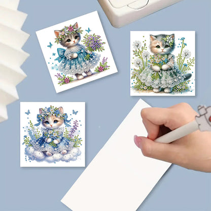 6pcs 5D Rhinestone Arts Greetings Birthday Card DIY Diamond Art Greeting Cards Handmade Diamond Painting Greeting Thank You Card