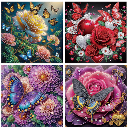 4Pcs 40x40cm Flower 5D DIY Special Shape Crystal Partial Diamond Painting Kit