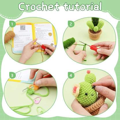 Crochet Material Package Kit for Beginners with Step-by-Step Video Tutorial and Instructions Complete Crochet Supplies Set