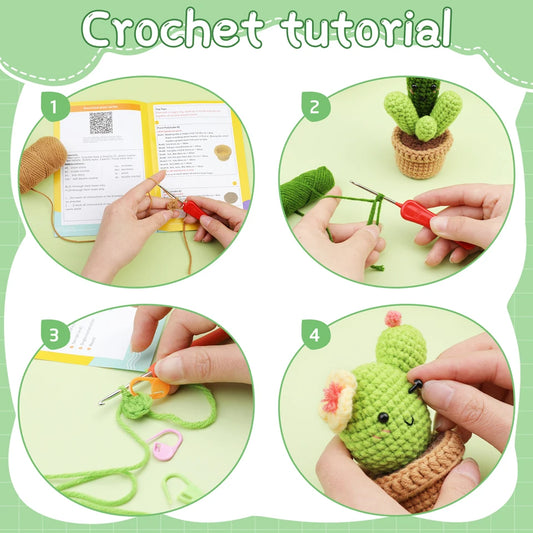 Crochet Material Package Kit for Beginners with Step-by-Step Video Tutorial and Instructions Complete Crochet Supplies Set