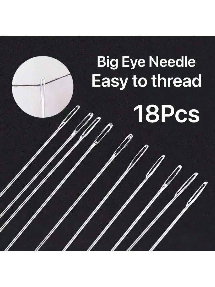 Big eye needle bottle set of 18 pieces, available in all sizes and lengths, with new home hand sewing needles and hand sewing ne
