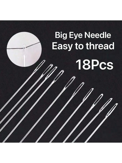 Big eye needle bottle set of 18 pieces, available in all sizes and lengths, with new home hand sewing needles and hand sewing ne