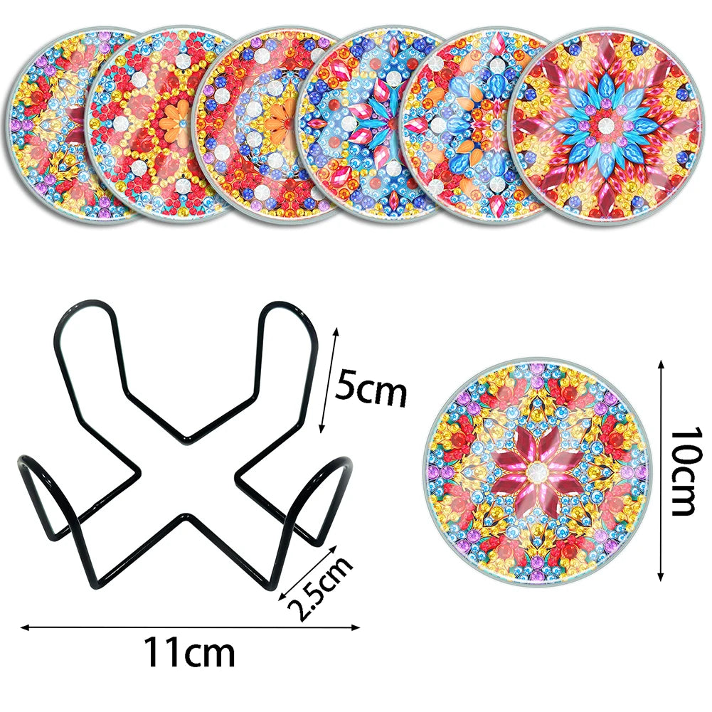 6PCS Diamond Painting Crafts Coaster Small Monster Acrylic Butterfly Washable with Holder for Adults  Beginner Gift Supplies