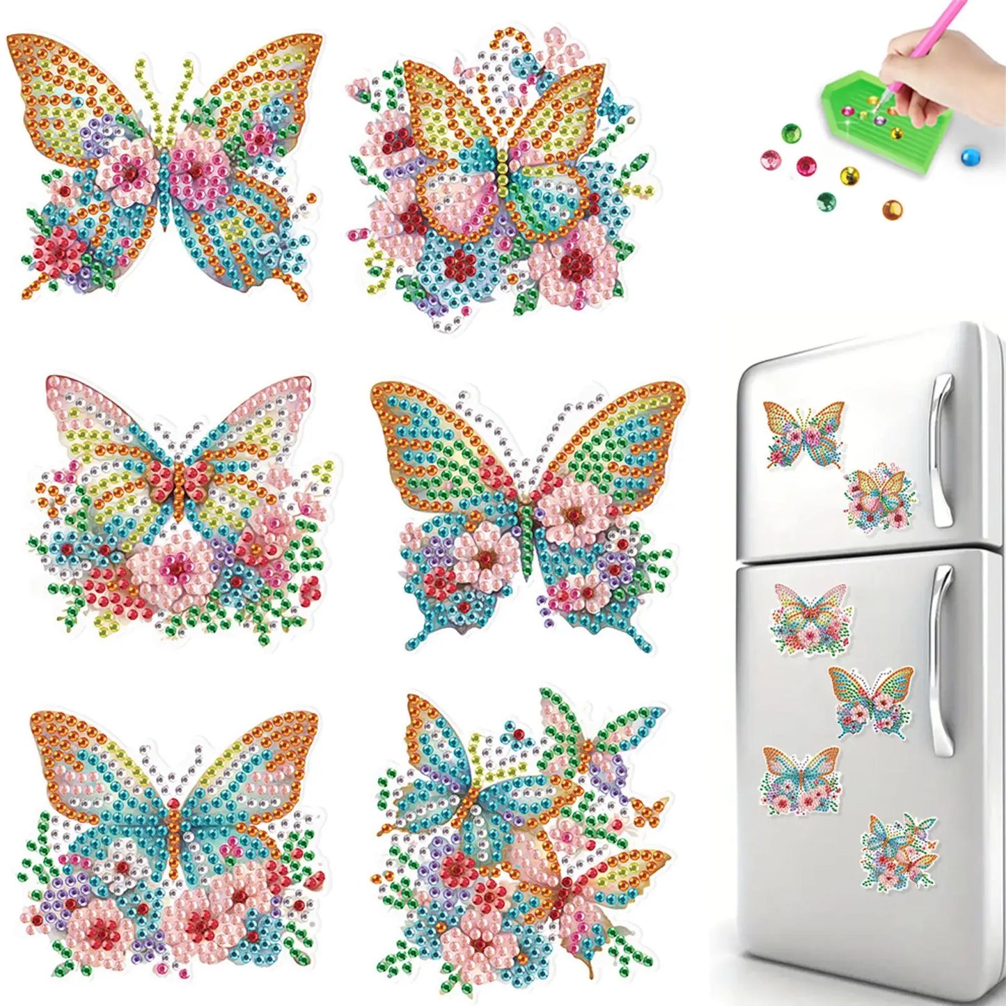 6Pcs Flower DIY Irregular Diamonds Diamond Painting Fridge Magnets Diamond Painting Magnets Kit for Refrigerator Mailbox Decor