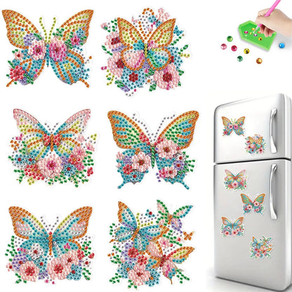 6Pcs Flower DIY Irregular Diamonds Diamond Painting Fridge Magnets Diamond Painting Magnets Kit for Refrigerator Mailbox Decor