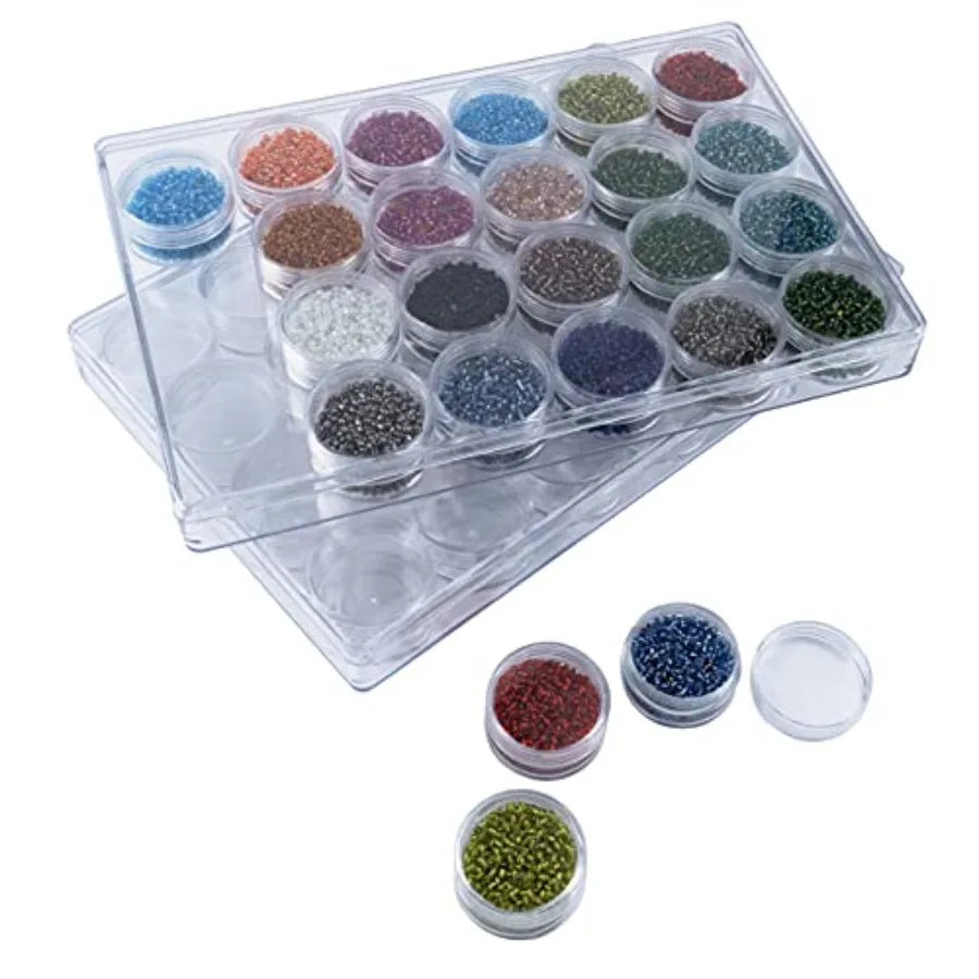 Modern Clear 24pc Screw-Top Embroidery Diamond Painting Storage Containers Jars Art Craft Accessories Jewelry Storage Bottles H