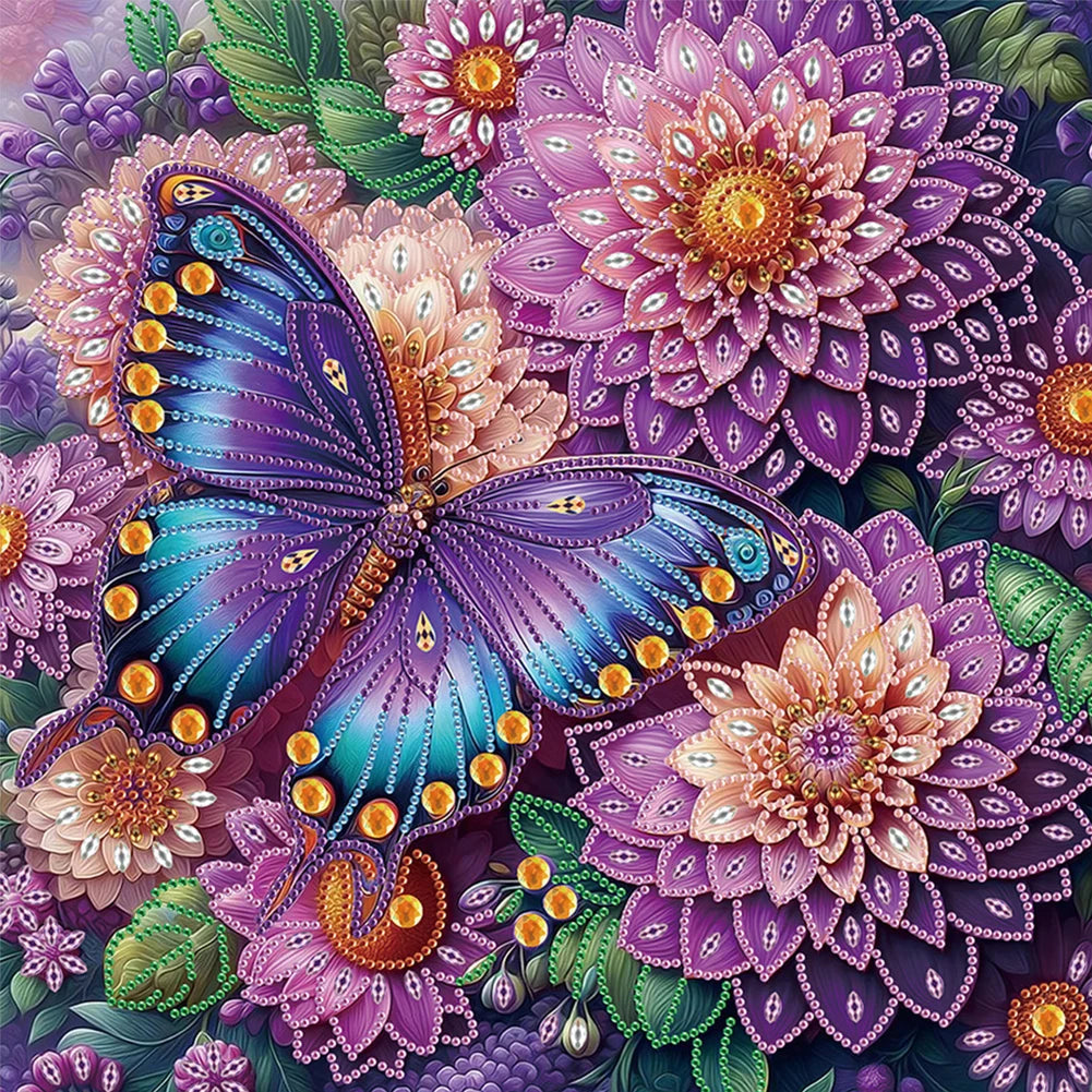 4Pcs 40x40cm Flower 5D DIY Special Shape Crystal Partial Diamond Painting Kit