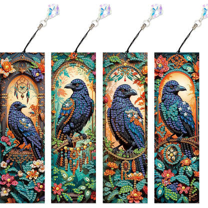 4Pcs Special Shape Book Dinosaur DIY Bookmarks Diamond Painting Kits Diamond Painting Bookmark Making Kit for Adults Beginners