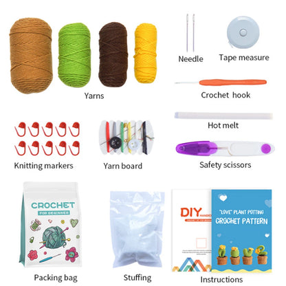 4Pcs Potted Plants Crochet Starter Kit DIY Knitting Crocheting Kit with Step-by-Step Video Tutorials for Beginners Adults