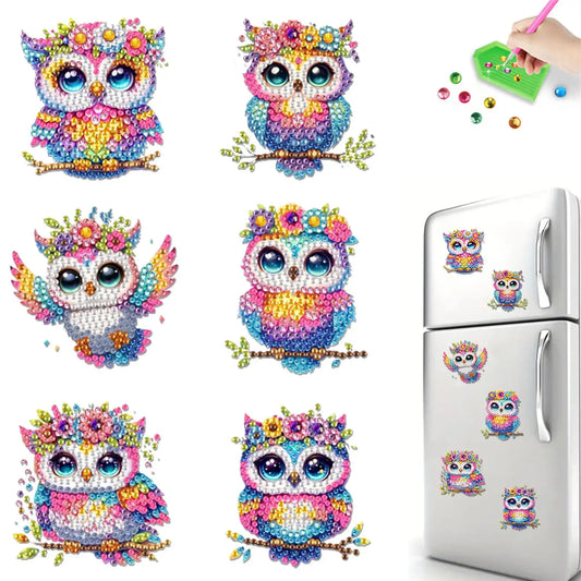 6Pcs Diamond Painting Kits DIY Diamond Art Refrigerator Magnets Diamond Art Magnets DIY Art Crafts for Adults Beginners