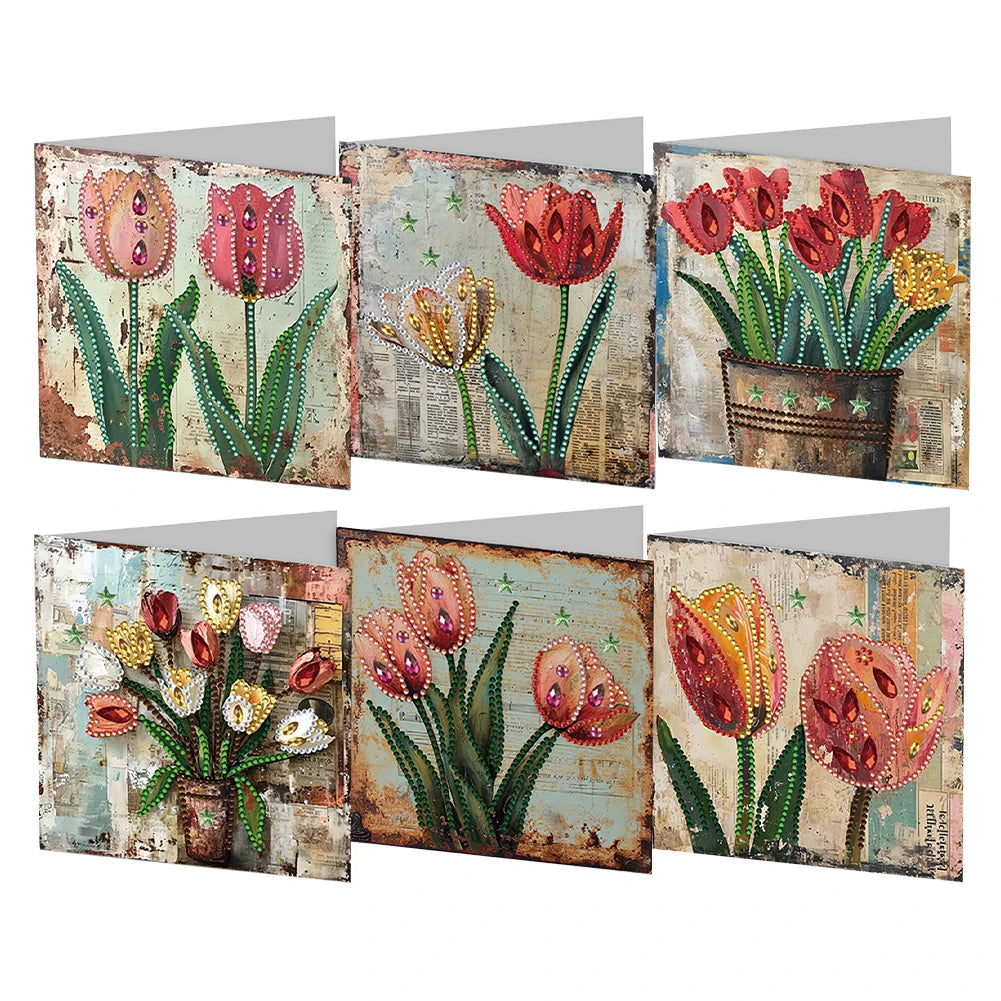 6/12pc DIY Diamond Painting Kits Greeting Card