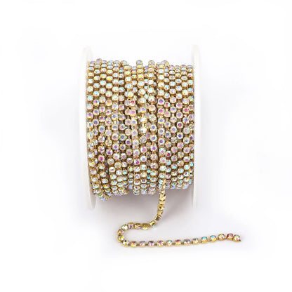 SS6 SS8 SS12 Sewing Red Glass Rhinestone Chain Trim Strass Cup Chain Crystal Ribbon Banding For Clothes DIY Crafts