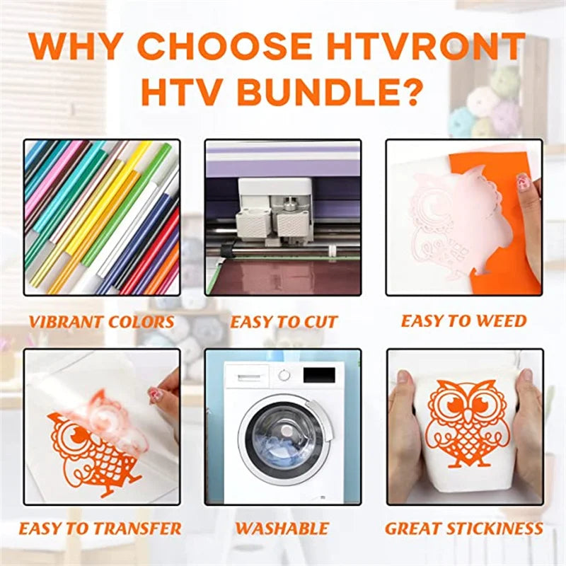 HTVRONT 20 Pack 12inX3ft/30X90cm PU Heat Transfer Vinyl Roll for T-shirt Printing DIY Iron on HTV Vinyls Film Easy to Cut
