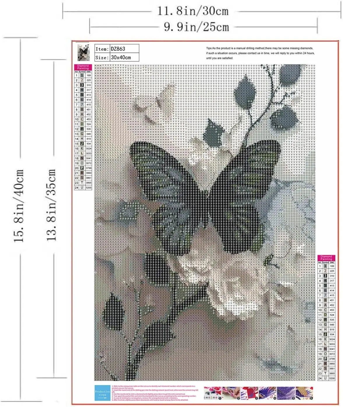 5D Butterfly Flower Diamond Art Kit for Adults