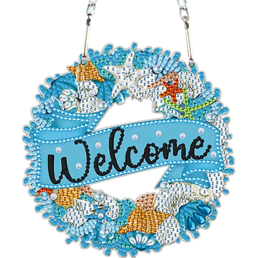 2D Flat DIY Summer Autumn Wreath Diamond Art Pendant Window Hanging Art for Wall
