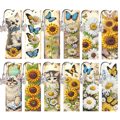 12Pcs Animal Landscape DIY Diamond Bookmark Art Projects