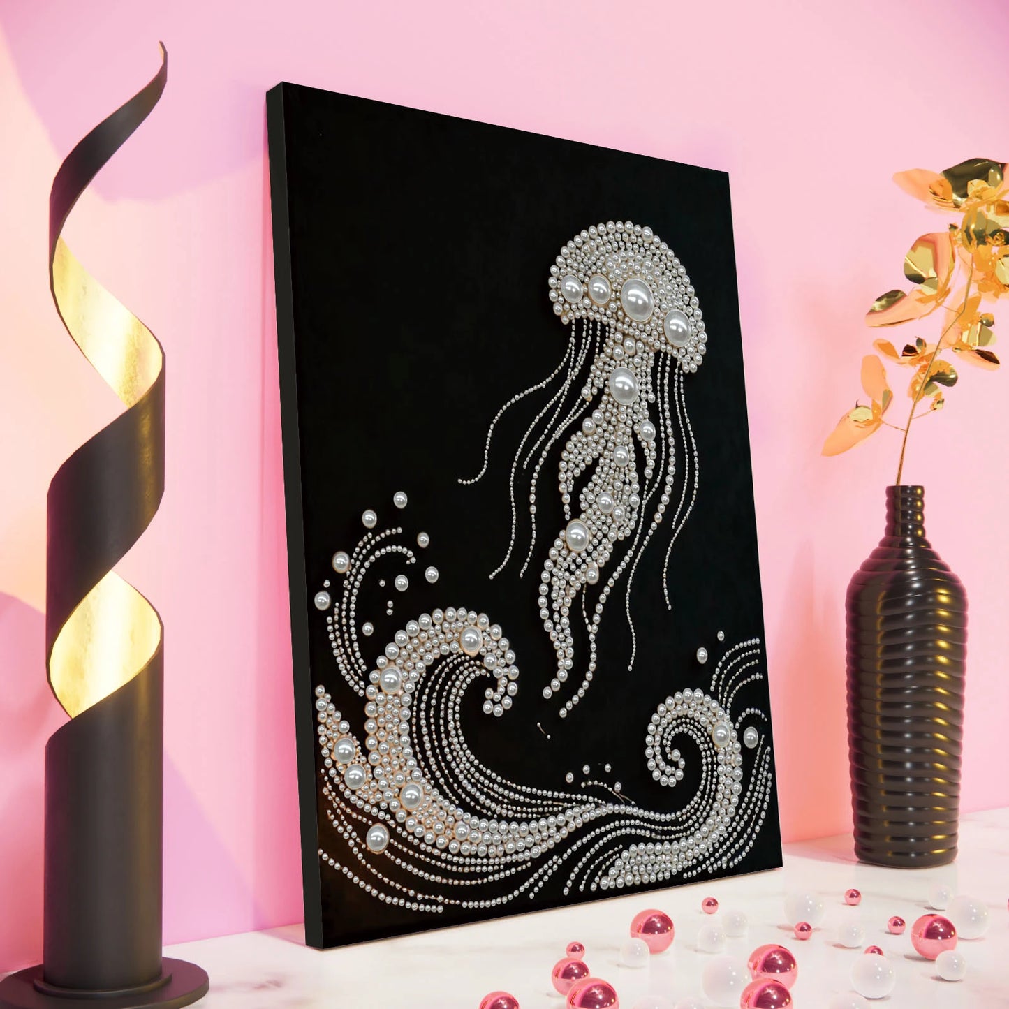 Pearl DIY Diamond Dots Paintings Picture Arts Craft 11.8x15.7inch with Frame for Adults/Beginners Gift Idea Home Decor