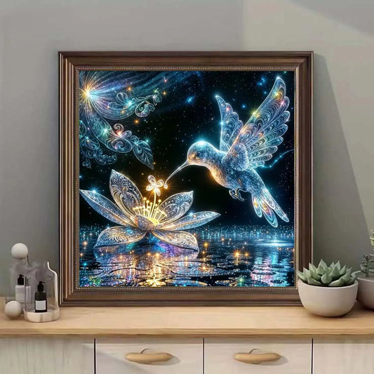 DIY Hummingbird Diamond Painting Kit for Adults, 5D Full Drill Round Dots Art Craft Home Wall Decor 14x14 Inch