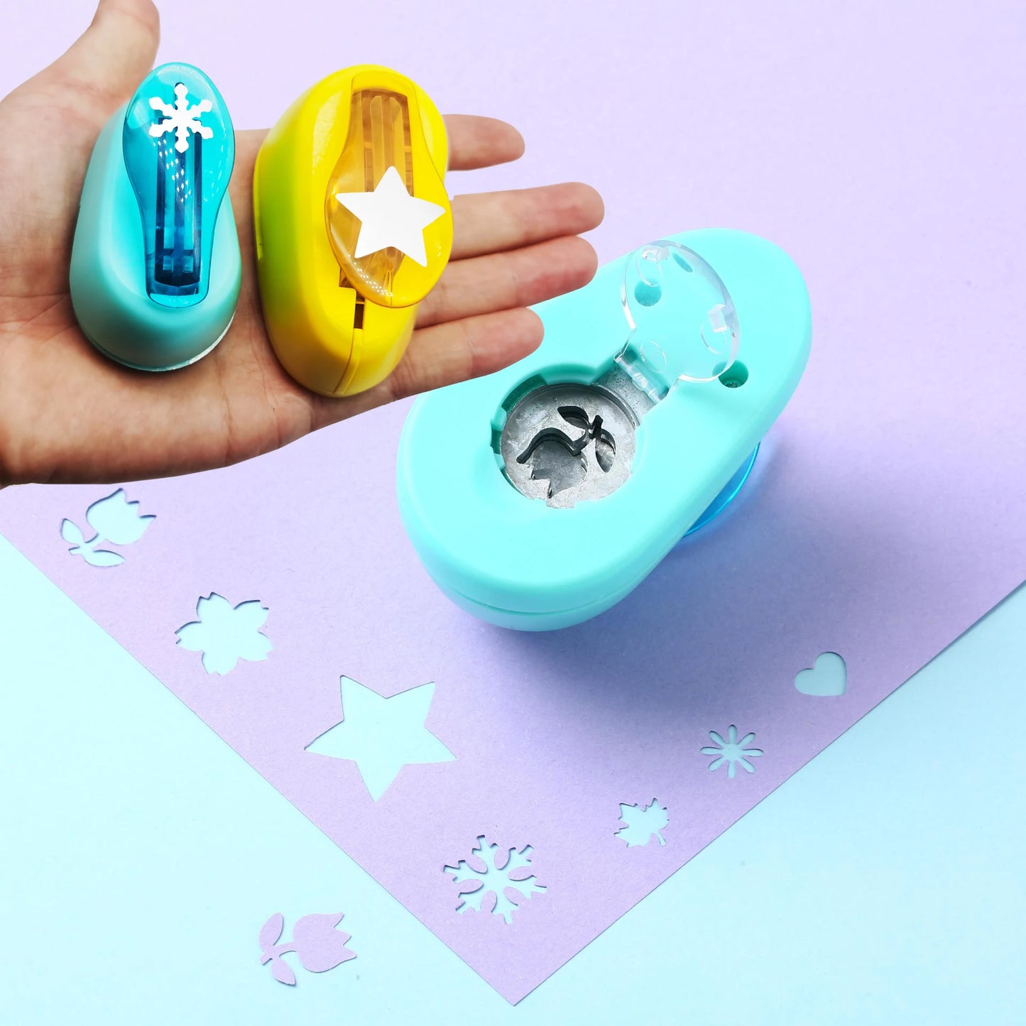 9pcs Craft Hole Punch Shapes Set, Creative DIY Puncher Craft Set with Scissors for Scrapbooking, Paper Punches Tool