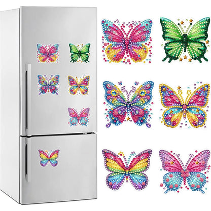 6 Pcs Full Drill Fridge Magnets Sticker Car Butterfly Dragonfly Diamond Painting Magnets Refrigerator for Adults  Beginners