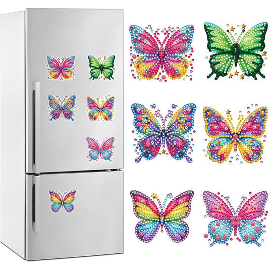 6 Pcs Full Drill Fridge Magnets Sticker Car Butterfly Dragonfly Diamond Painting Magnets Refrigerator for Adults  Beginners
