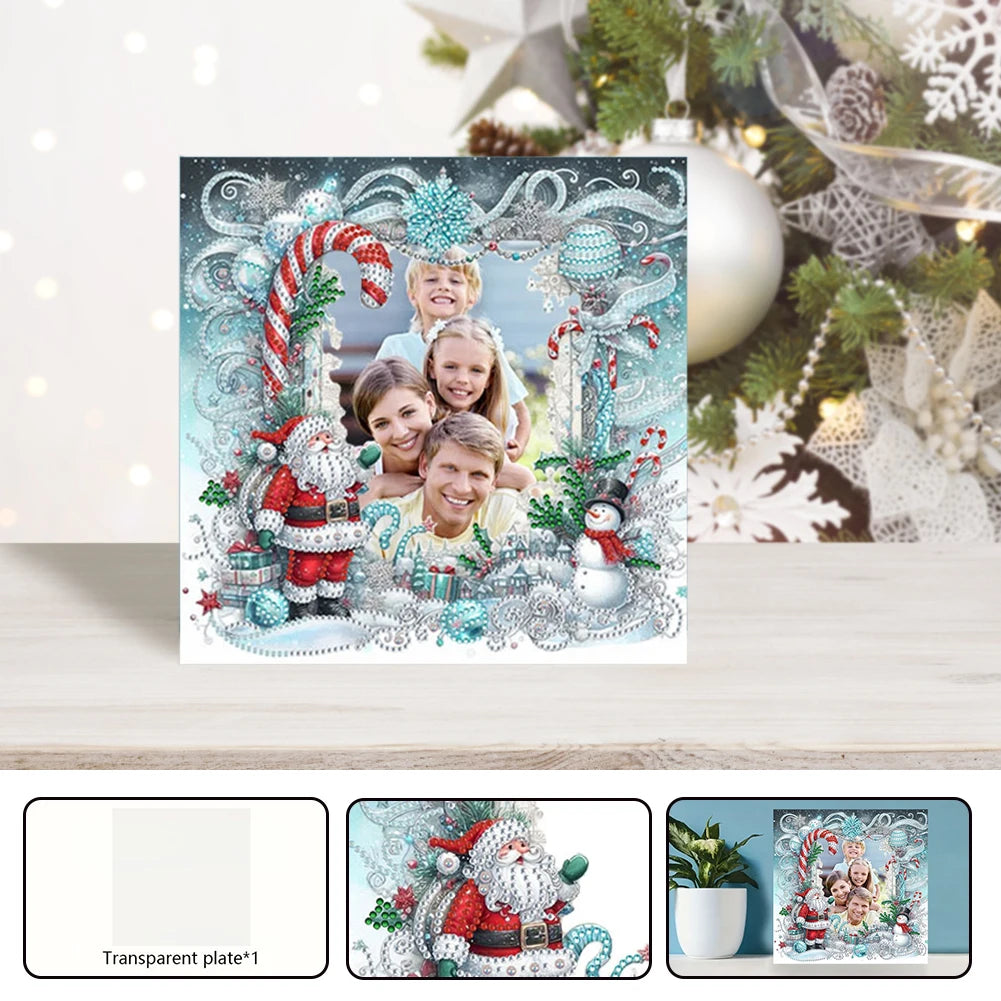2D Flat DIY Xmas Diamond Decoration Photo Frame Diamond Art Kits Interesting Crystal Photo Frame Partial Drill for Home Decor