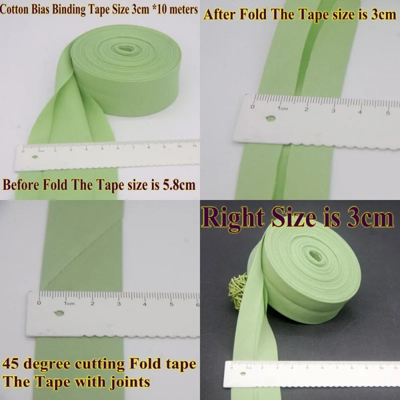 30mm x 10m Cotton Bias Binding Tape DIY Handmade Sewing for Children's clothing quilts tablecloth edge strip