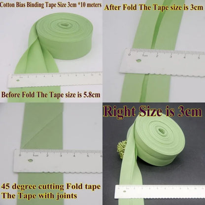 30mm x 10m Cotton Bias Binding Tape DIY Handmade Sewing for Children's clothing quilts tablecloth edge strip