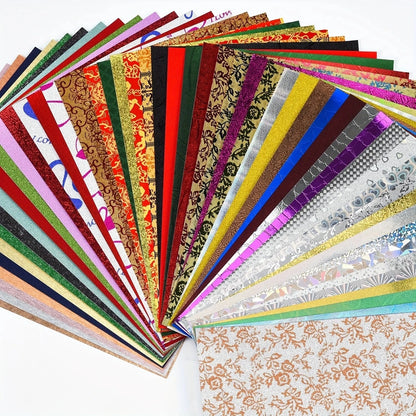 50 Sheets A5 A6 Glitter Paper Assorted Holographic Textured Scrapbook Embossed Cardstock Colorful DIY Art Craft Greeting Cards