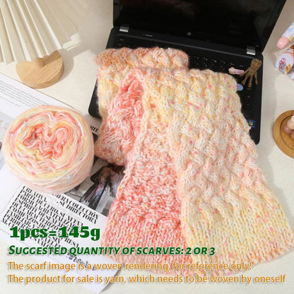 145g couple scarf yarn color dot bean gradient long dyeing hand woven men's and women's fashionable scarf hat yarn ball