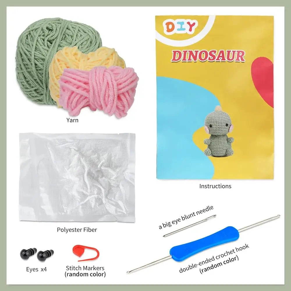 Beginners Crochet Kit, Crochet Animal Kit, Knitting Kit with Yarn, Polyester Fiber, Crochet Hooks, Step-by-Step Instructions