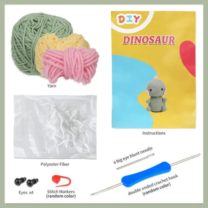 Beginners Crochet Kit, Crochet Animal Kit, Knitting Kit with Yarn, Polyester Fiber, Crochet Hooks, Step-by-Step Instructions