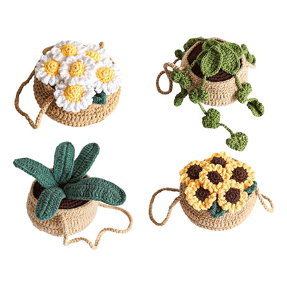 4Pcs Potted Plants Crochet Starter Kit DIY Knitting Crocheting Kit with Step-by-Step Video Tutorials for Beginners Adults