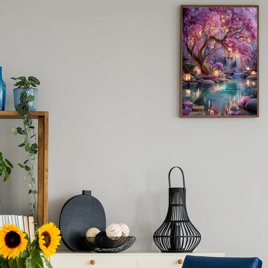 Glowing Forest Diamond Painting Kit for Adults, 5D DIY Art with Full Round Drills, 13.8x13.8 Inch Home Decor