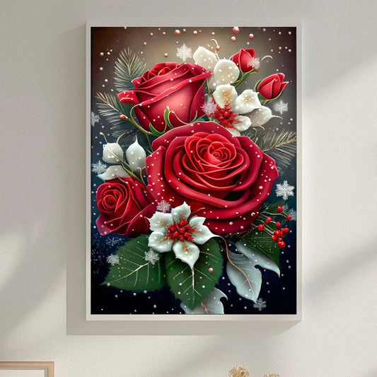 5D DIY Rose Diamond Painting Kit Full Round Embroidery Mosaic Flower Handmade Gift Home Decor 12x16inch