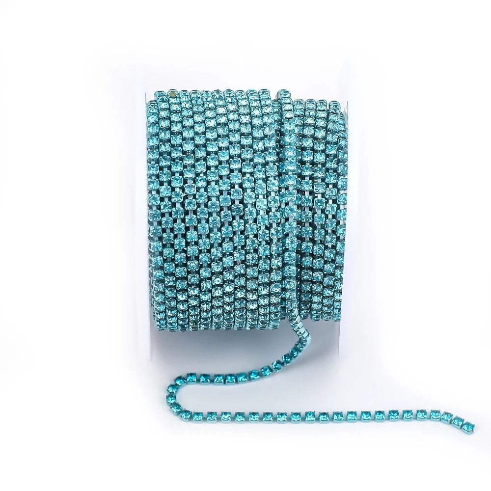 SS6 SS8 SS12 Sewing Red Glass Rhinestone Chain Trim Strass Cup Chain Crystal Ribbon Banding For Clothes DIY Crafts