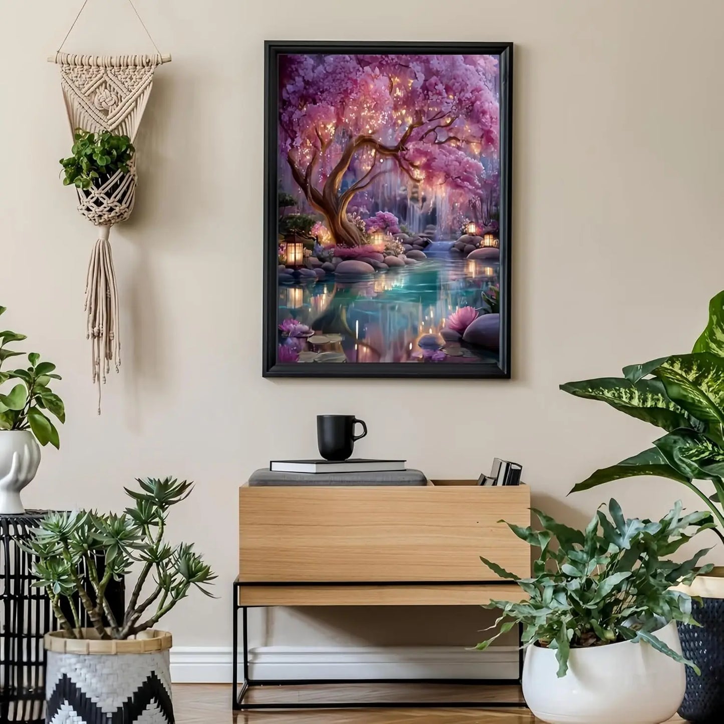 Glowing Forest Diamond Painting Kit for Adults, 5D DIY Art with Full Round Drills, 13.8x13.8 Inch Home Decor