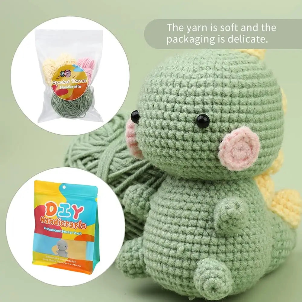 Beginners Crochet Kit, Crochet Animal Kit, Knitting Kit with Yarn, Polyester Fiber, Crochet Hooks, Step-by-Step Instructions