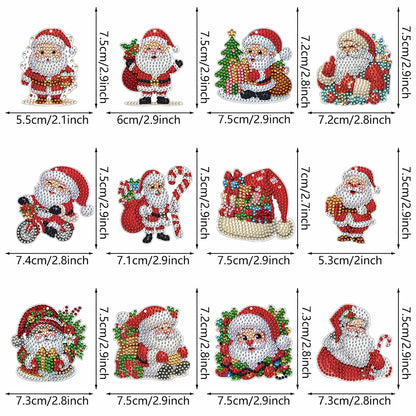 12Pcs Christmas Diamond Painting Keychain Kits