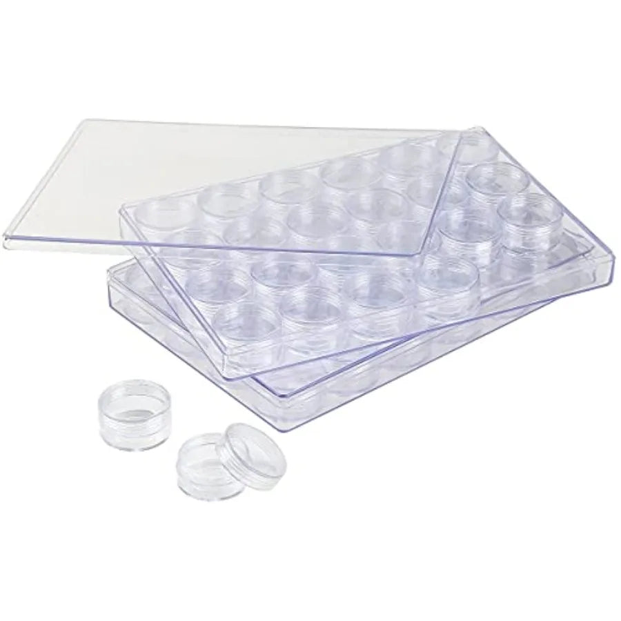 Modern Clear 24pc Screw-Top Embroidery Diamond Painting Storage Containers Jars Art Craft Accessories Jewelry Storage Bottles H