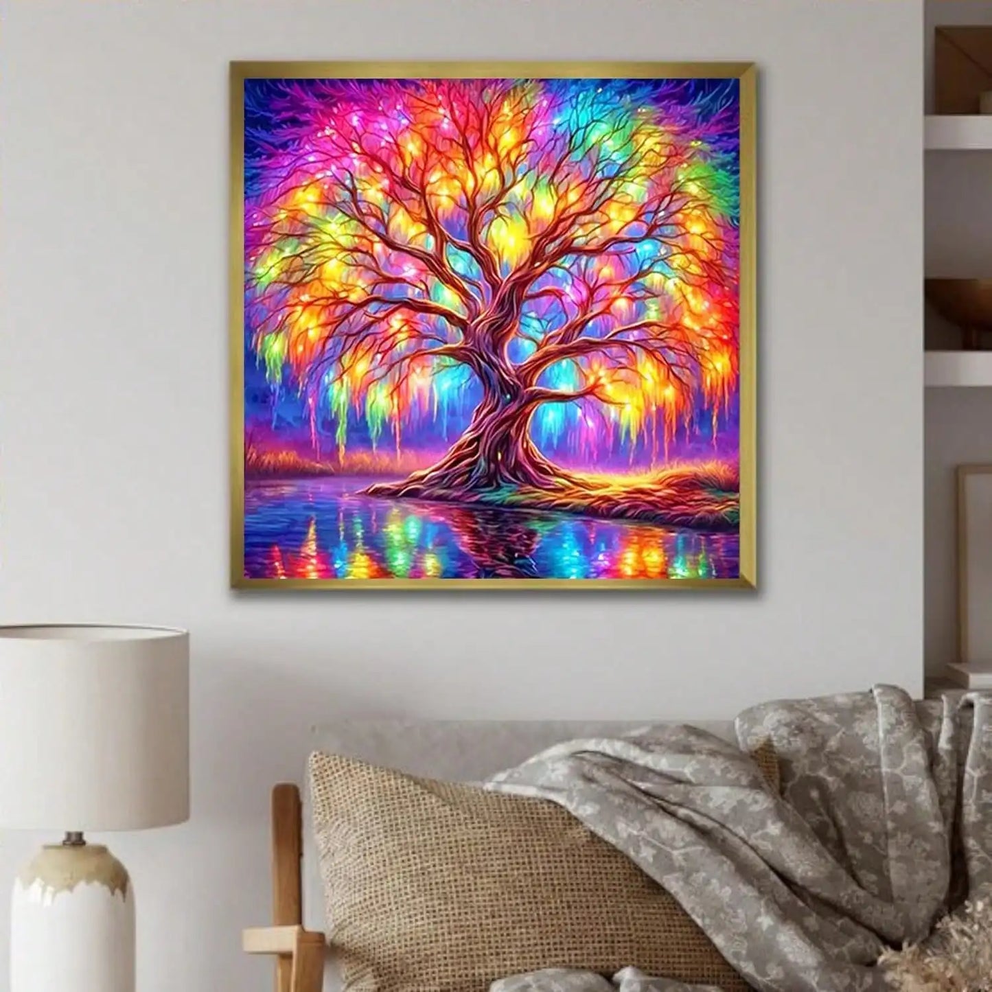 5D Diamond Painting Kit Colorful Mystical Tree Full Drill Round Mosaic Craft For Adults