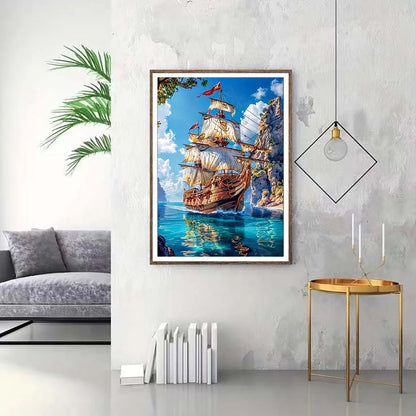 5D DIY Sailboat Diamond Paintings Kit Landscape New Collection Mosaic Mountain Diamond Embroidery Kits Decorative Paintings