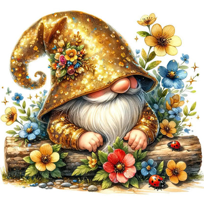 Gnome 5D DIY Full Drill Round Diamond Painting Kit for Home Wall Decoration