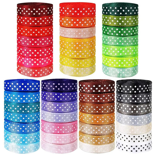 48 Rolls 48 Colors Solid Grosgrain Ribbons Rolls Fabric Ribbons Multicolor Ribbons Decorative Ribbons